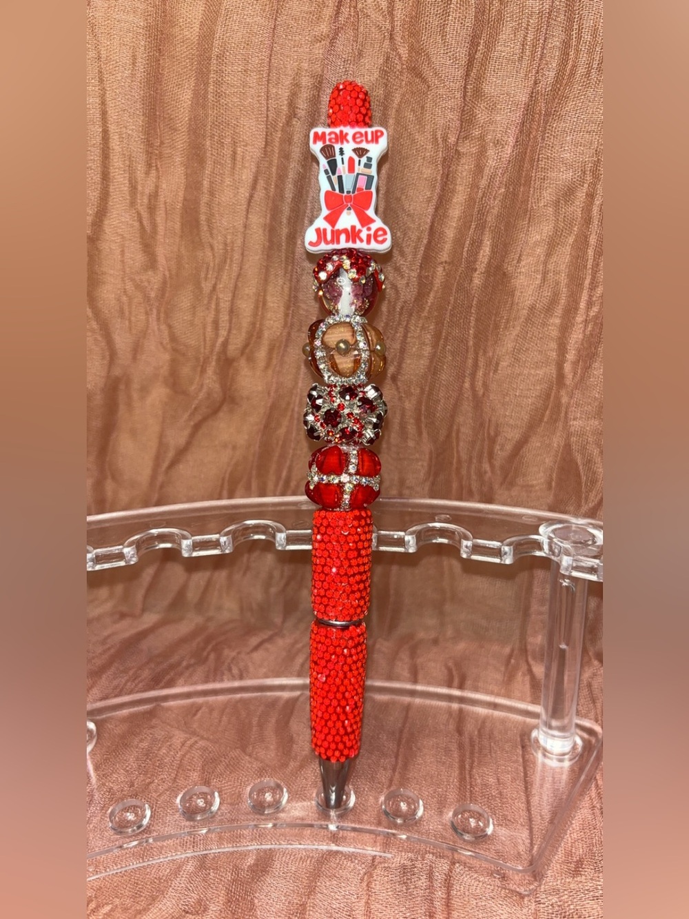 Red Jeweled Makeup Junkie Charm Pen